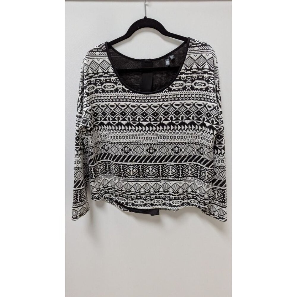LAPIS White/Black Printed Long-Sleeve Sweater